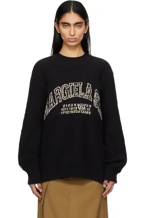 Maison Margiela Black & Beige Varsity Jacquard Sweater