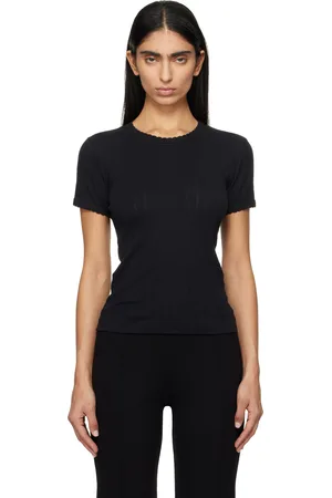 Leset Black Pointelle Slim Fit T-shirt