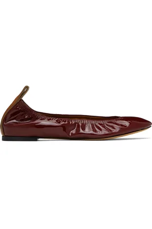 Lanvin Burgundy Patent Leather Ballerina Flats
