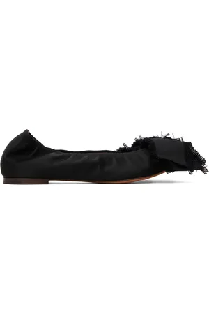 Lanvin Black Satin Bow Ballerina Flats