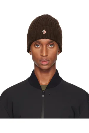 Moncler Brown Ribbed Knit Wool Beanie