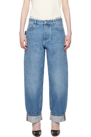 Bottega Veneta Blue Vintage Medium Indigo Turned Up Denim Jeans