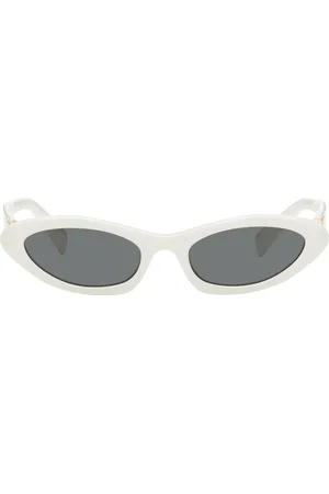 Miu Miu White Pointed Cat Eye Acetate Sunglasses