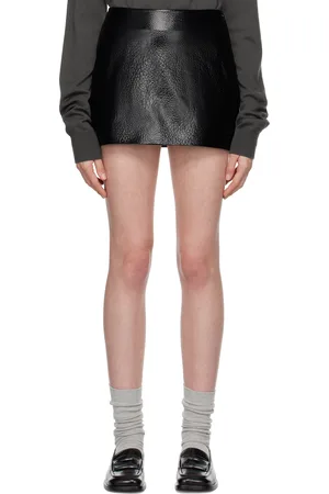 The Frankie Shop Black Mary Crackled Faux-Leather Miniskirt