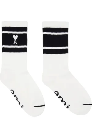 Ami White & Black Ami de Cœur Striped Socks