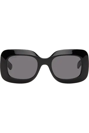 Gucci Black Rectangular Squared Frame Sunglasses