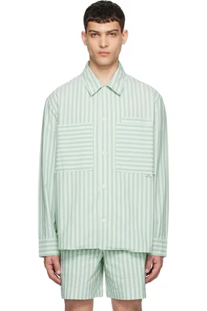 Maison Kitsuné Green Striped Shirt