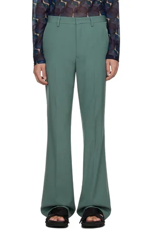 DRIES VAN NOTEN Green Flared Trousers