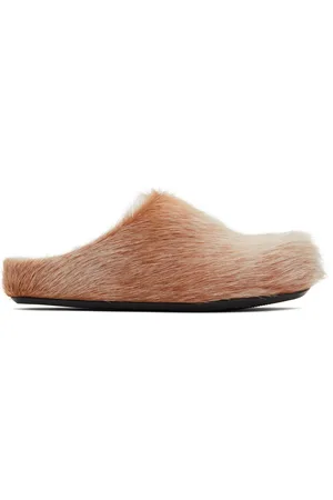 Marni Off-White & Orange Fussbett Sabot Slip-on Loafers