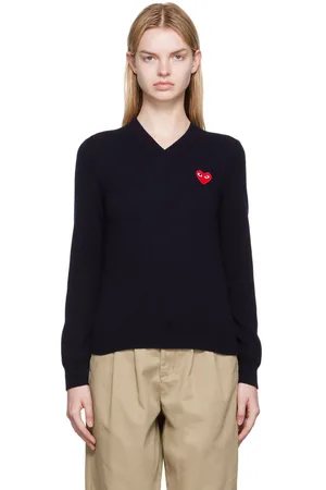 Comme des Garçons Navy Heart Sweater