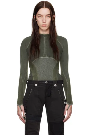 Hyein Seo Khaki Half-Zip Raglan Sweater