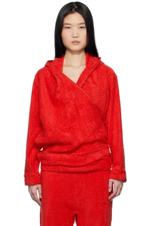 BLESS Red BathrobeV-hood Terrycloth Hoodie
