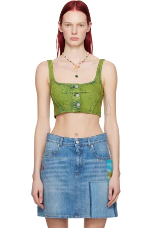 Marni Green Paneled Denim Tank Top