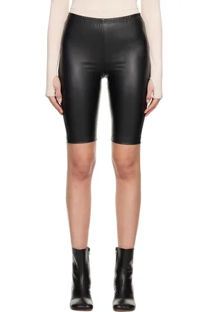 Maison Margiela Black Bike Faux-Leather Shorts