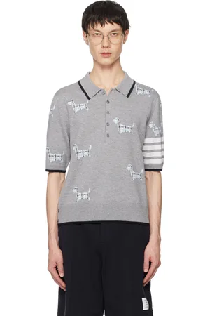 Thom Browne Gray Hector 4-Bar Stripe Polo