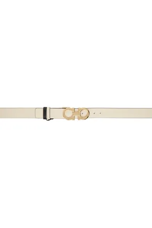 Salvatore Ferragamo Beige & Black Adjustable Gancini Reversible Belt