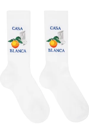 Casablanca White Orange Column Socks