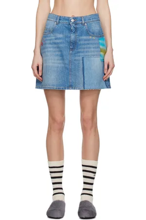 Marni Blue Paneled Denim Miniskirt