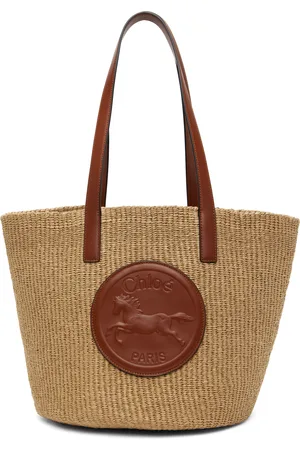 Chloé Beige Large Horse Medal Basket Tote