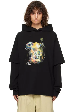 We11 Done Black Teddy Bear Layered Hoodie