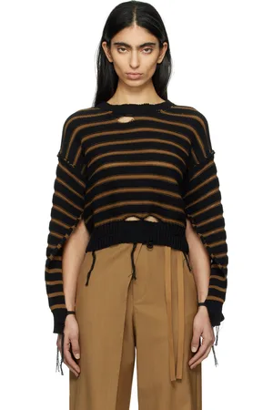 Maison Margiela Black & Brown Mariniere Crewneck Sweater