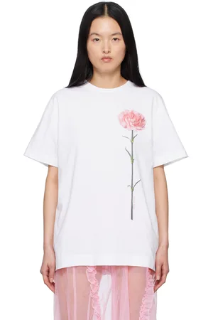 Simone Rocha White Carnation Print Short Sleeve T-shirt