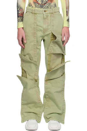 Y / PROJECT Green Velcro Multi Panel Jeans