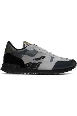 VALENTINO GARAVANI Gray & Black Camouflage Rockrunner Sneakers