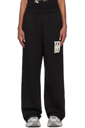 We11 Done Black Bouclé Letter Logo Sweatpants