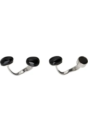 DRIES VAN NOTEN Silver & Black Open Ring Set