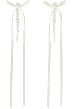 Simone Rocha Off-White Bow Ribbon Drip Earrings