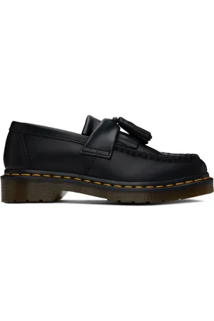 Dr. Martens Black Adrian Yellow Stitch Leather Tassel Loafers