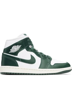Nike White & Green Air Jordan 1 Mid Sneakers