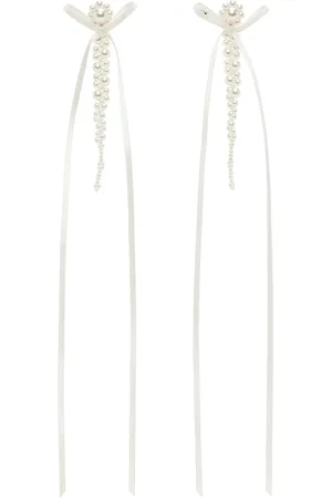 Simone Rocha White Bow Ribbon Drip Earrings