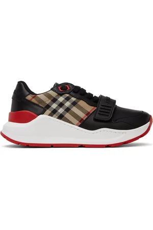 Burberry Black Leather Vintage Check Sneakers