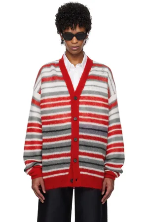 Marni Red & Gray Fuzzy Wuzzy Cardigan