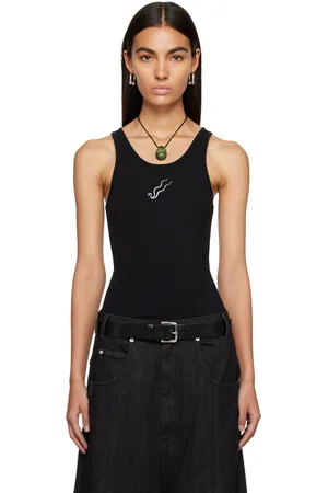 LU’U DAN Black Embroidered Tank Top