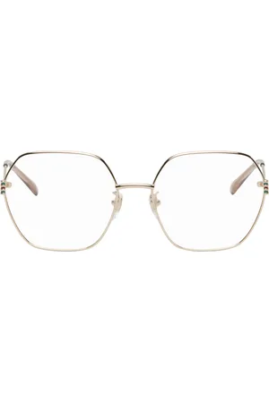 Gucci Gold Oversized Geometric Glasses