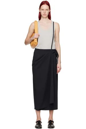 LEMAIRE Black Tailored Midi Skirt
