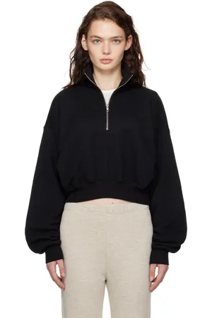 ÉTERNE Black Cropped Half-Zip Sweatshirt