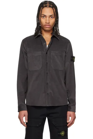 Stone Island Gray 1200113 Cotton Micro-Corduroy Overshirt