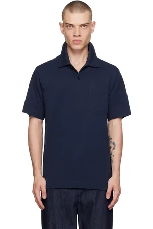 DRIES VAN NOTEN Navy Spread Collar Polo