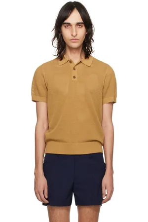 DRIES VAN NOTEN Tan Spread Collar Polo