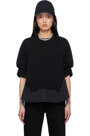 SACAI Black Denim Mix Knit Pullover Sweater