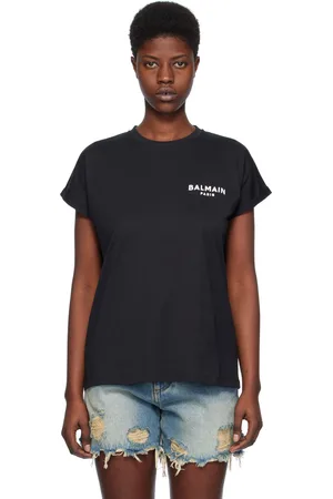 Balmain Black Flocked T-Shirt