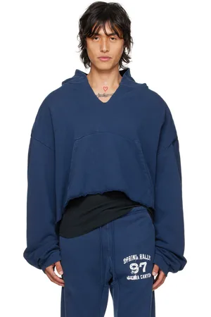 GREG ROSS SSENSE Exclusive Navy V-Neck Hoodie