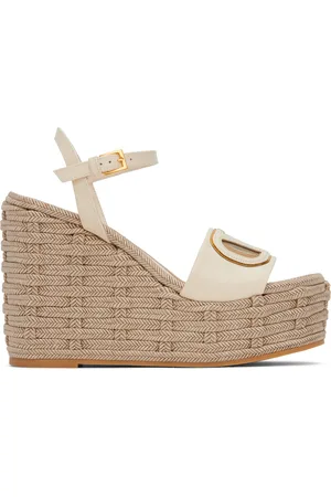 VALENTINO GARAVANI Off-White VLogo Cutout Heeled Sandals
