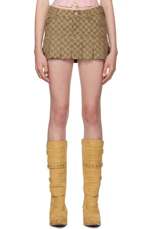 MISBHV Brown Monogram Pleated Miniskirt