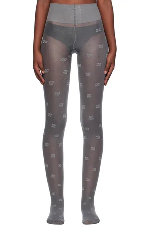 Ganni Silver Butterfly Lace Tights