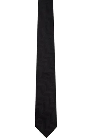 Tom Ford Black Giant Herringbone Tie